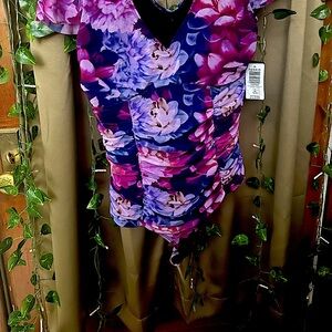 Torrid Purple and Pink Floral Bodysuit